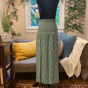 Green Floral maxi skirt
